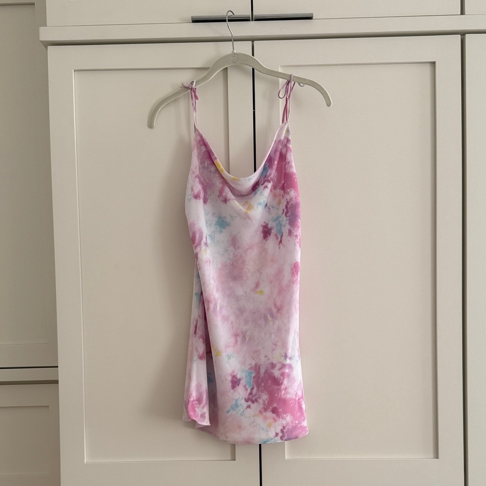 Endless Summer Tie-Dye Pink Cowl Neck Slip Dress - XS